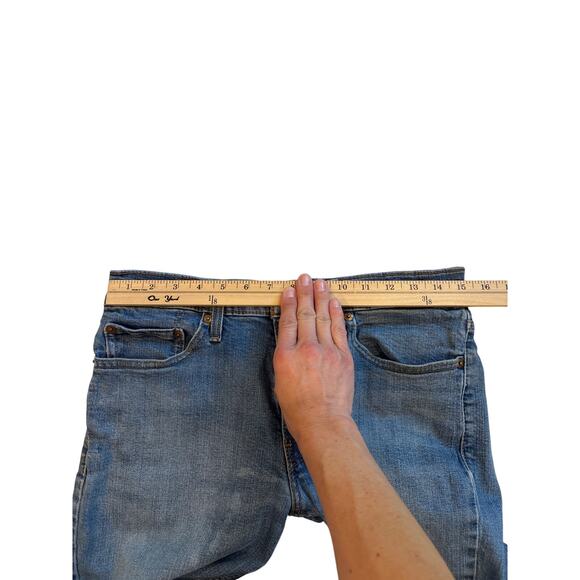 Levis 511 Jeans Mens 32x34 Blue Slim Fit Distressed Stretch Tapered Leg *FLAW* - Picture 8 of 13